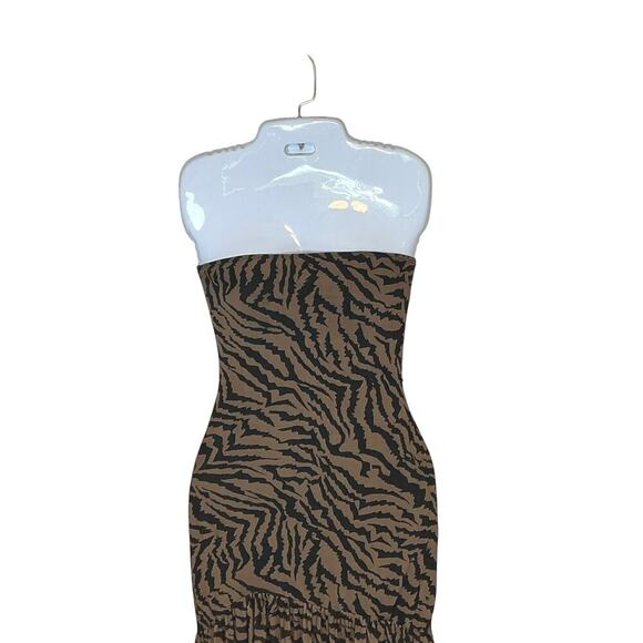 Abyovrt Strapless Backless Tiger High Split Mesh Cocktail Women's Medium NWT - Picture 2 of 11